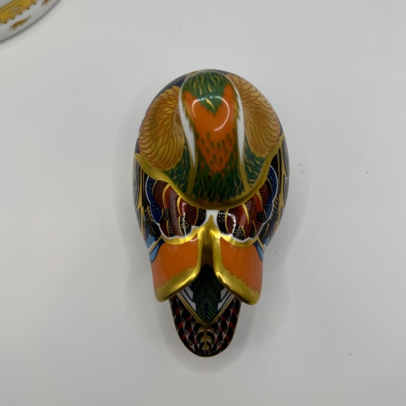 Royal Crown Derby Mandarin Duck Paperweight Figurine. Gold Stopper. EUC - Picture 7 of 11